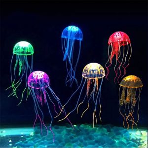 M&eacute;duse lumineuse de natation artificielle, d&eacute;coration d'aquarium, plante vive sous-marine, ornement