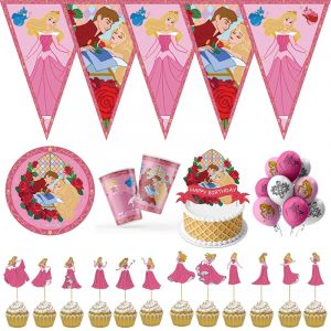 Vaisselle princesse la belle au bois dormant, décorations de fête d'anniversaire, assiette en