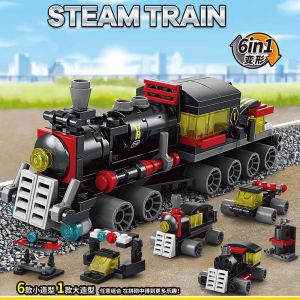 Nouveau bricolage 6in1 Train piste Robot hélicoptère véhicule blocs de construction Kit filles