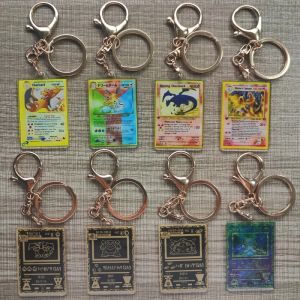 Anime Charizard porte-clés Blastoise Venusaur Mewtwo Ptcg petite carte porte-clés bricolage