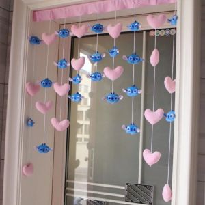 Rideau de porte velcro mignon Disney Stitch, cloison de chambre &agrave; coucher, rideau d&eacute;coratif pour la