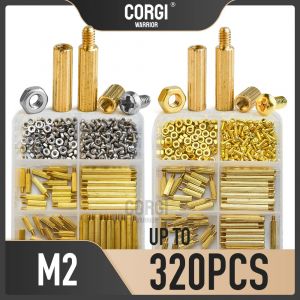 M2 femelle m&acirc;le Hex entretoises en laiton entretoises vis &eacute;crous Kit jusqu'&agrave; 320 Kindroufly