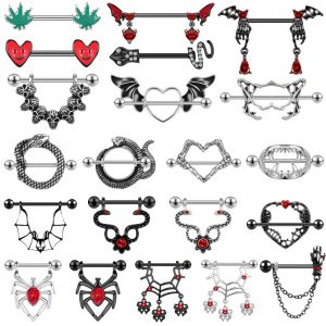 AOEDEJ 1 pièce Punk araignée goutte mamelon anneaux crâne serpent mamelon piercing bijoux pour