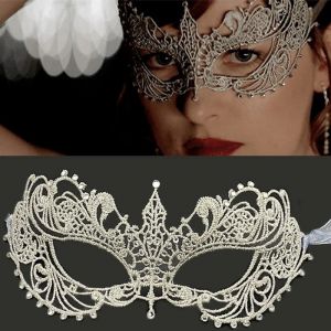 Boule de maquillage masque en dentelle creuse accessoires d'halloween noir demi-visage diamants Sexy