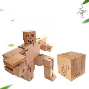 Mini Cube Magique en Bois pour Enfant, Robot Bot, Transformation de Nuit, Ensemble Puzzle, Jouet
