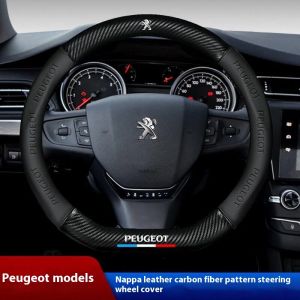 Housse de volant de voiture en cuir antid&eacute;rapante, pour Peugeot 107 108 206 207 208 301 307 308 406