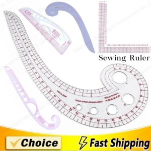 Règle de tailleur en plastique transparent en forme de virgule longue, règle de courbe française,