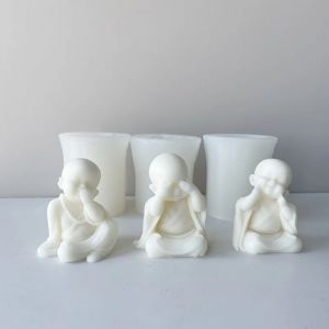 Moule de fabrication de bougies en argile et plâtre de moine 3D, Statue de bouddha, artisanat de