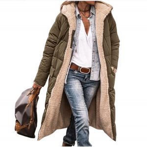 Veste matelassée à capuche pour femme, manteau épais à manches longues, solide, réversible, chaud, à