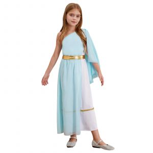 Enfants filles Halloween ancien grec egypte Toga Costume simple épaule Tulle châle robe fluide