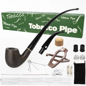 JIBILL-Pipe &agrave; tabac en bois faite &agrave; la main avec tige de tuyau en acrylique de 9mm, support de