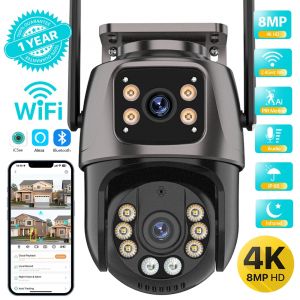 4K 8MP HD Wifi PTZ cam&eacute;ra ext&eacute;rieure 4MP double objectif double &eacute;cran AI suivi automatique cam&eacute;ra IP