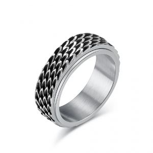 Bague d'anxi&eacute;t&eacute; en acier inoxydable pour hommes, &eacute;chelle de Dragon, Spinner pour l'anxi&eacute;t&eacute;, bague