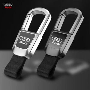 Porte-cl&eacute;s embl&egrave;me de voiture en m&eacute;tal/cuir 3D, anneau d&eacute;coratif pour Audi TT A1 A3 A4 A5 A7 A8 Q3