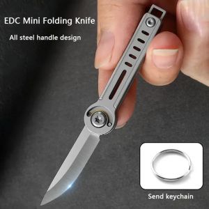 Mini couteau pliant avec lame en acier inoxydable, pendentif porte-clés, outil de coupe Portable de