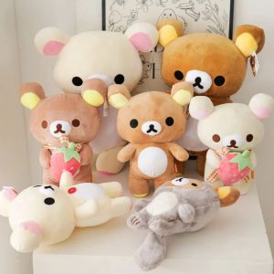 Kawaii fraise Rilakkuma peluche poup&eacute;e Anime ours en peluche Rilakkuma ours habiller raton laveur