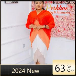 Robes africaines pour femmes Dashiki pliss&eacute; gland Abaya mode musulmane Robe Maxi caftan Boubou Robe