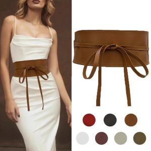 Ceinture Boho en Faux cuir pour femmes, avec n&oelig;ud papillon, Style Obi, ceinture cintr&eacute;e, noire,