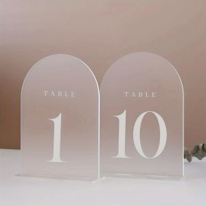 Numéros de table de mariage en arc givré avec supports 1-20, panneaux et supports en acrylique,