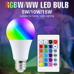 220V E27 RGB LED ampoule lumi&egrave;res 5W 10W 15W RGBWW lumi&egrave;re 110V LED Lampada modifiable color&eacute; RGBW