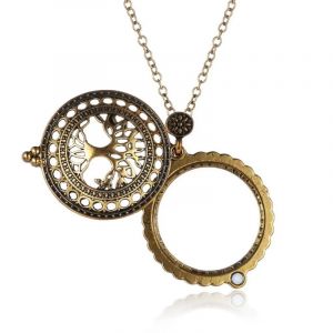 Chaîne Vintage loupe en métal Antique, pendentif collier chaud grand-mère cadeau loupe en métal