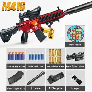 Pistolet jouet M416 pour garçons, balle molle à lancer, peut tirer, ventouse, fusil d'assaut pour