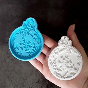 Moule en Silicone pour pendentifs ronds de noël, plâtre fait à la main, résine époxy UV, porte-clés,