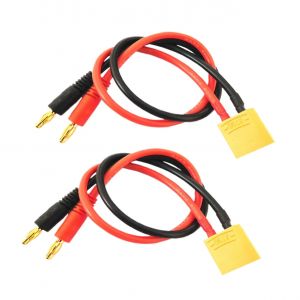 Adaptateur mâle XT90 vers fiche banane Bullet 4.0mm, 2 pièces, 15cm avec câble en Silicone 12awg