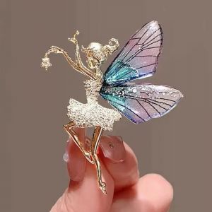 Broches de danseuse de beauté pour filles, ailes d'ange élégantes, fée papillon strass, vêtements