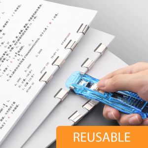 Agrafeuse à pince à main réutilisable sans trace, lime de livre en papier, bureau, classeur