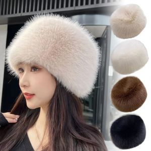 Chapeau de neige épais et chaud en peluche, couleur unie, chapeaux seau en fausse fourrure,