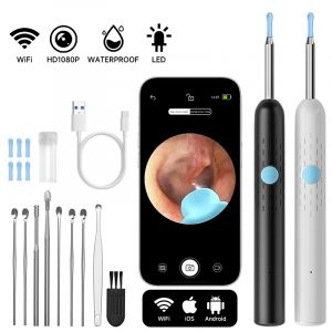 B&acirc;tons d'oreille visuels WIFI HD1080P, Mini cam&eacute;ra Otoscope 4.2MM, nettoyeur d'oreille, Endoscope