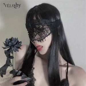 Masque pour les yeux en dentelle sexy pour femme, patch évidé pour les yeux bandés, noir,