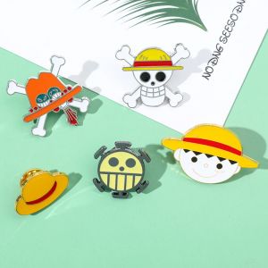 Anime Monkey D. Luffy – broche squelette en émail, crâne de Pirate, Badge Cosplay, sac à dos en