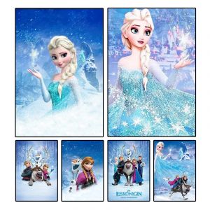 Toile de peinture classique Disney la reine des neiges, affiches d'art murales Anna et Elsa,