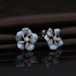 Delysia King femmes à la mode créatif Zircon fleur boucle d'oreille vente chaude Gutta Percha haute