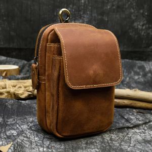 Sac banane en cuir pour t&eacute;l&eacute;phone portable pour homme, ceinture en poudre, sac banane pour homme,