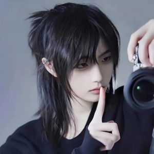 Perruques synthétiques courtes à tête de mulet avec frange pour hommes, cheveux lisses, noirs, gris,