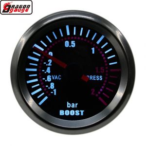 Dragon 52mm rétro-éclairage blanc Auto voiture Turbo Boost jauge-1 ~ 2 Bar mécanique turbine