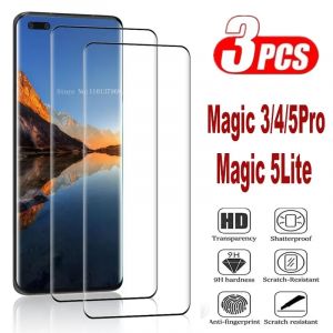 Verre trempé à colle incurvée à quatre côtés 9H, pour Huawei Honor Magic 5 Lite Magic 6 Pro, 3