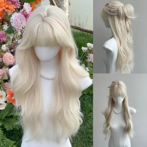 Ashely perruque blanc blond perruque pour femmes cheveux longs ondulés résistant à la chaleur blanc