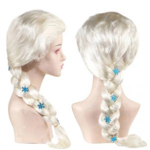 Perruque cosplay princesse Elsa pour filles, jolie reine des neiges, d&eacute;guisement Briad Elsa,