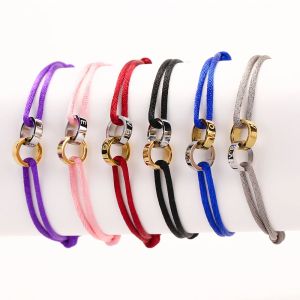 Bracelet d'amour + menottes en acier inoxydable de haute qualité pour femmes, corde à lacets
