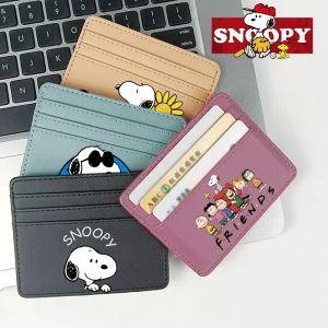Kawaii Snoopy porte-monnaie cacahuètes Anime porte-carte de crédit passeport portefeuille en