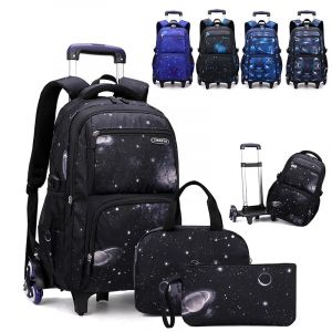 Sac d'école enfants sac à dos roulant pour garçon sac à dos à roulettes sac d'école avec roues
