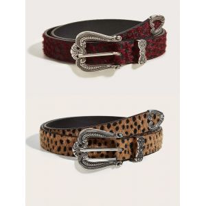 Ceinture &agrave; motif l&eacute;opard pour femme, design couronne vintage, printemps et &eacute;t&eacute;, 1 pi&egrave;ce