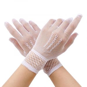 Gants en maille r&eacute;sille pour femmes et filles, dentelle de protection, style &eacute;l&eacute;gant, noir et blanc,