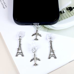 Bouchon anti-poussière pour téléphone, avion Vintage, tour Eiffel, pendentif, décoration pour