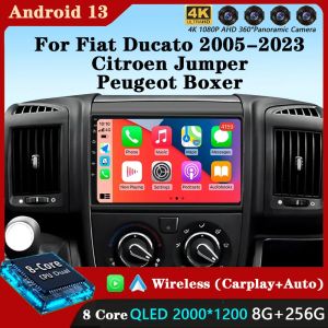 Autoradio Android 13, Carplay, 4G, 2 DIN, pour Voiture Fiat Ducato (2005-2023), Cristaux en Jumper,