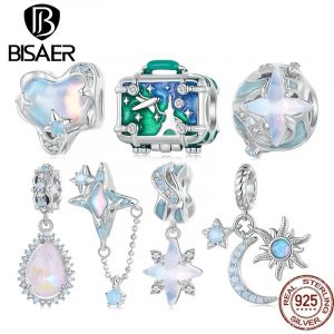 BISAER 100% 925 argent Sterling brillant voie lactée étoile breloque ouvrable valise pendentif pour